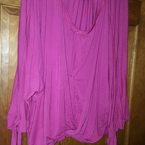 Free People large L fuchsia pink top blouse